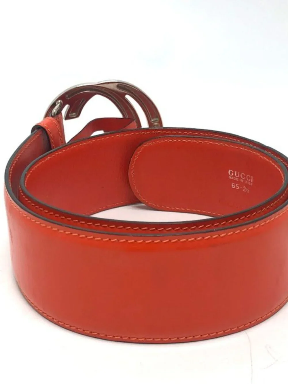 Gucci Belt GG Logo 032 194 Leather Orange - Picture 2 of 9